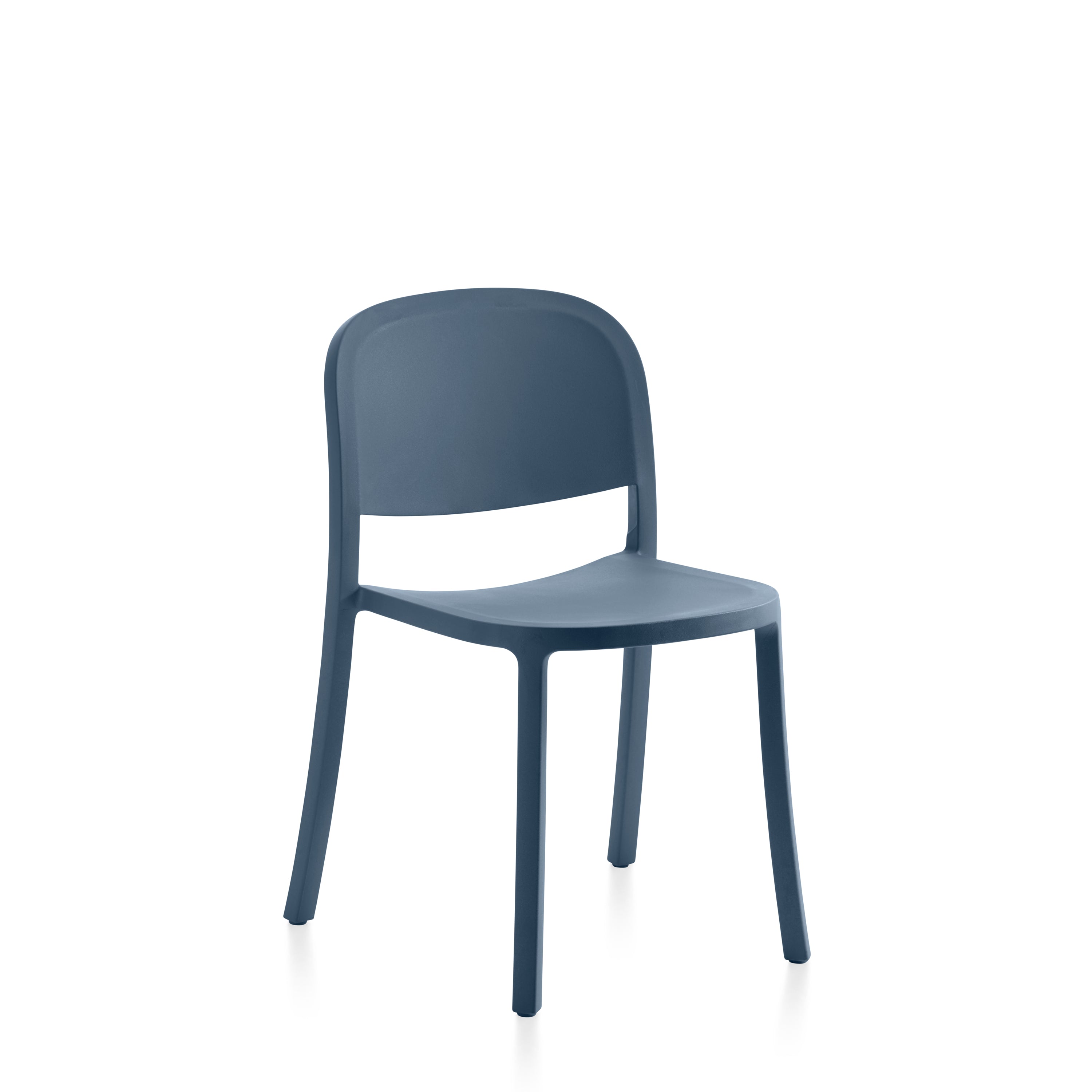 A recycled plastic Reclaimed Chair by Emeco, in blue.