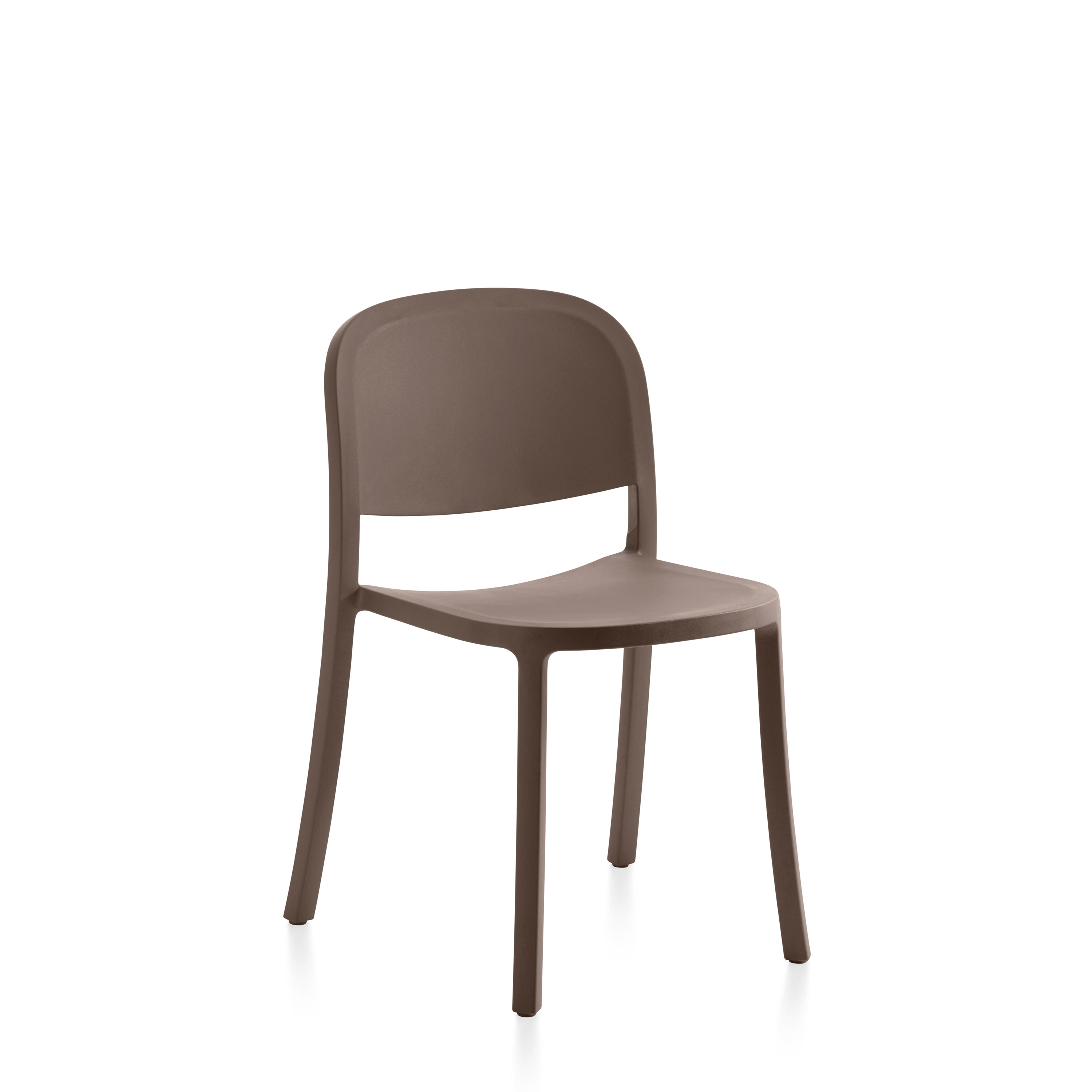 A recycled plastic Reclaimed Chair by Emeco, in brown.