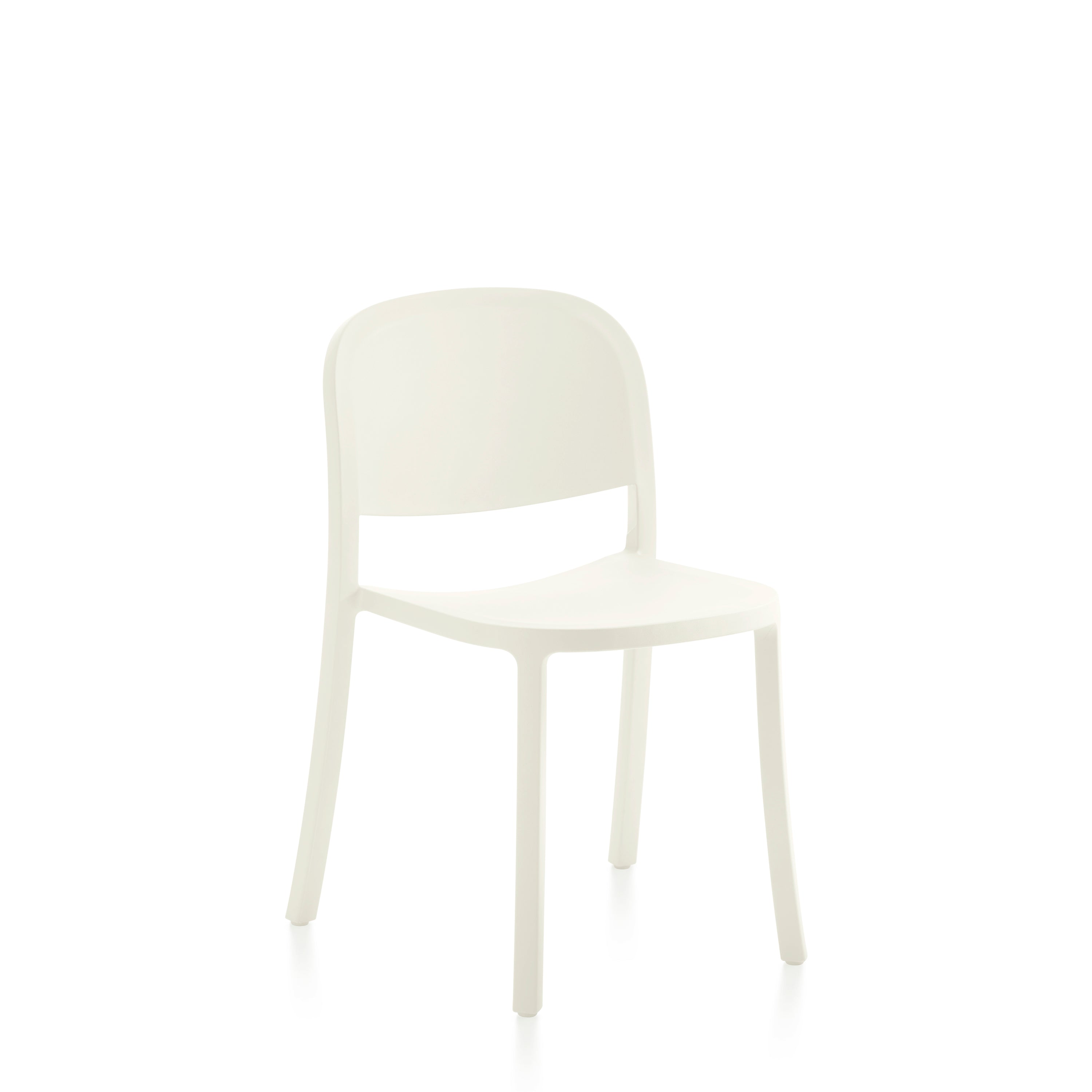 A recycled plastic Reclaimed Chair by Emeco, in dark white.