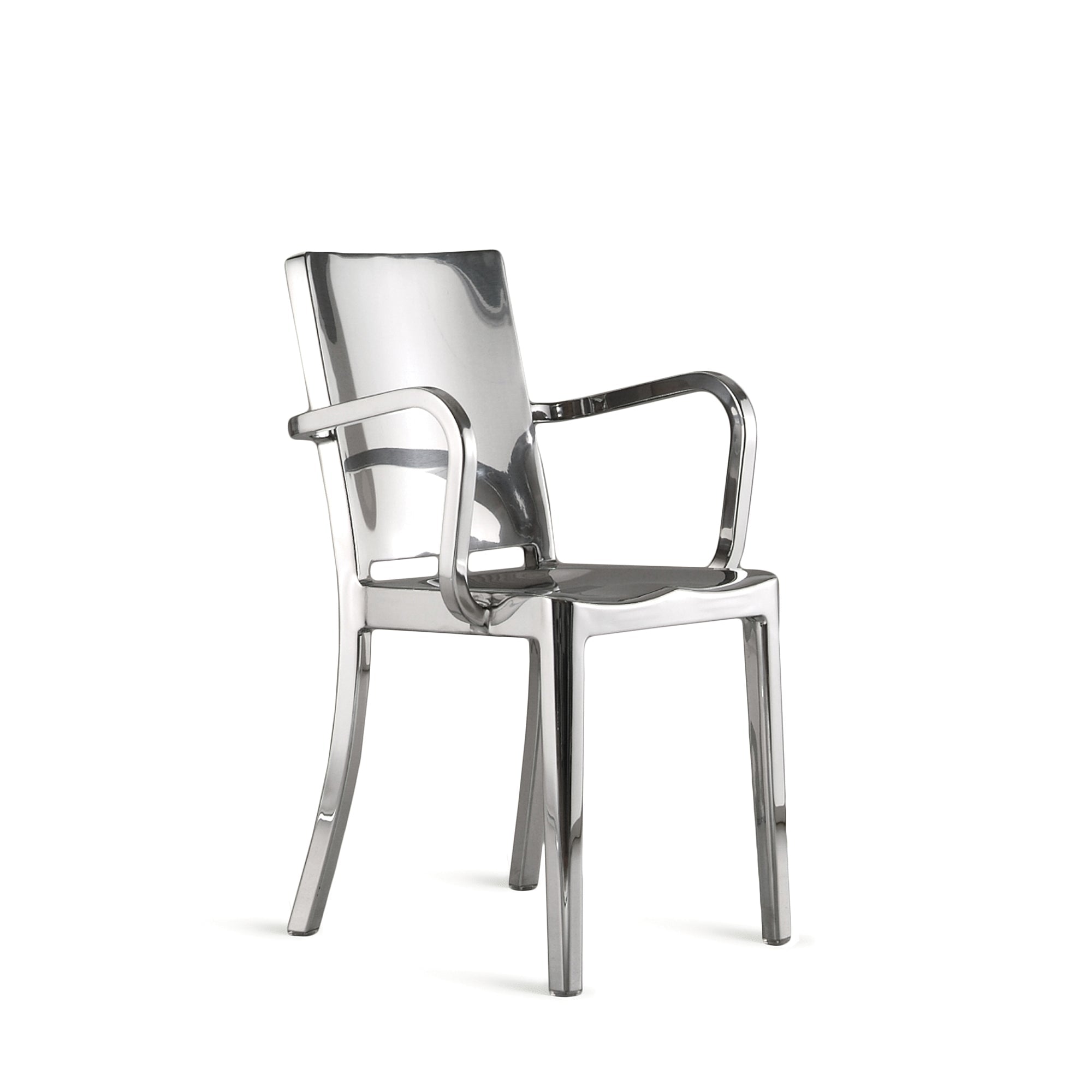 A recycled metal Hudson Armchair by Emeco, in a polished finish.