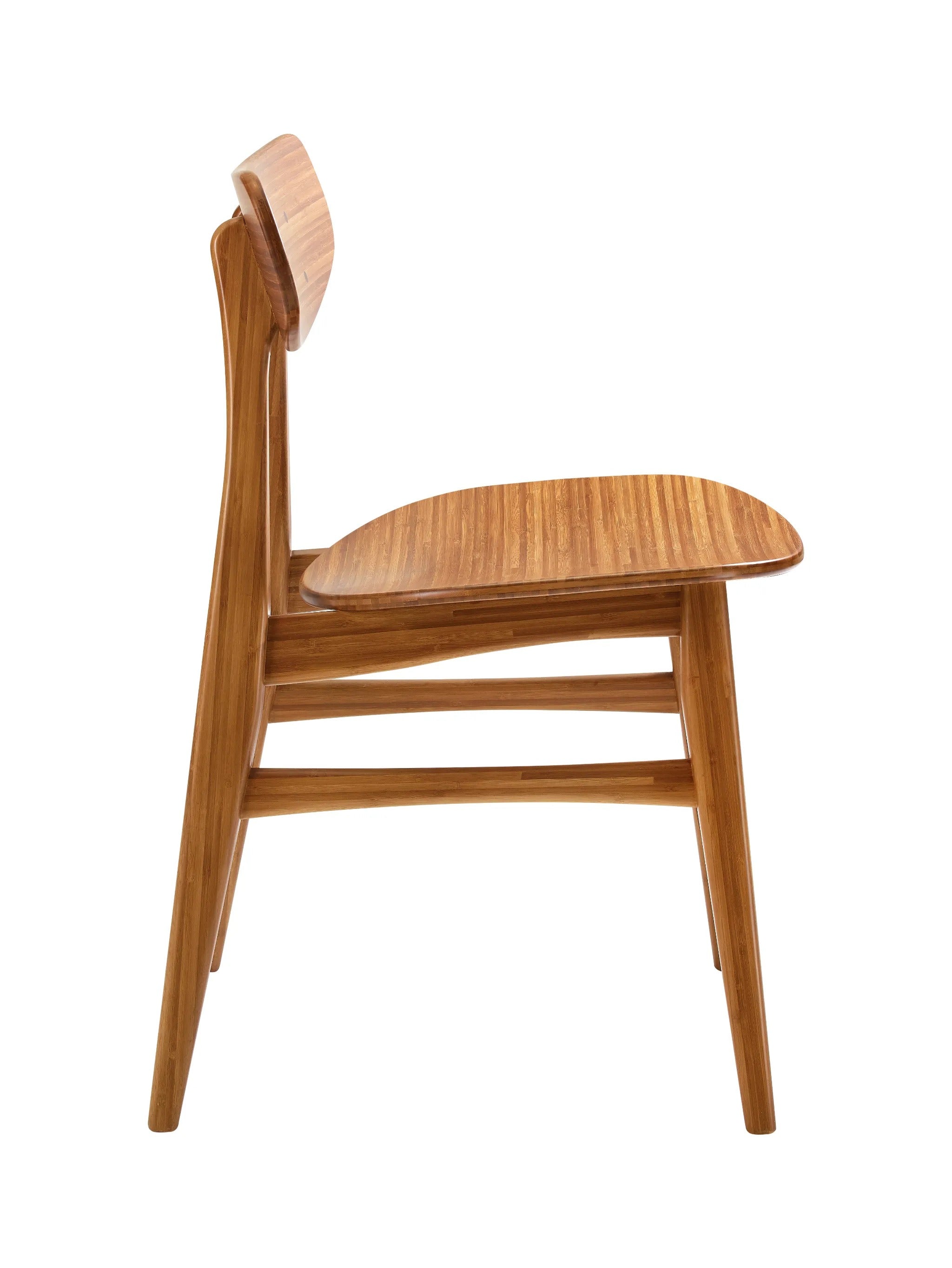 A renewable Cassia Bamboo Dining Chair by Greenington in amber color, side view.