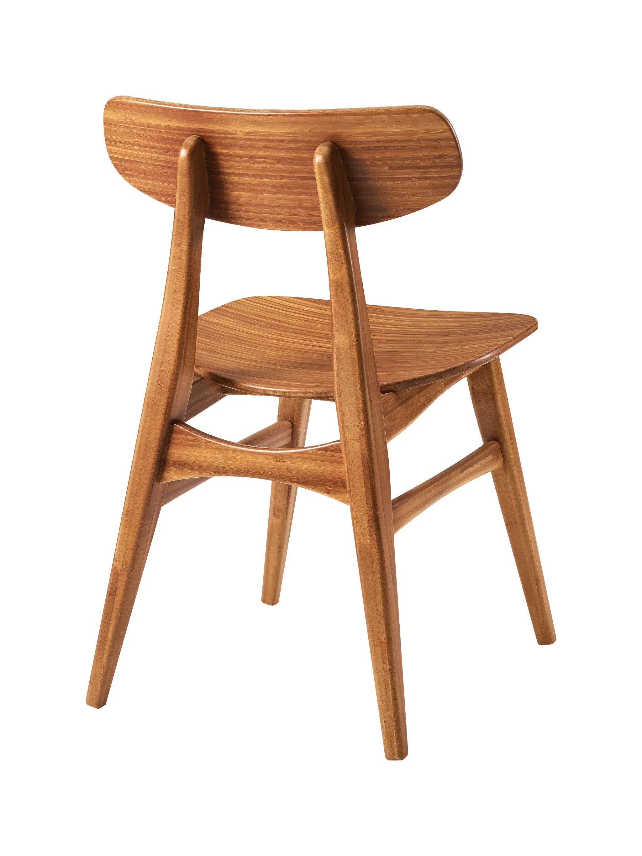 A renewable Cassia Bamboo Dining Chair by Greenington in amber color, back angle view.