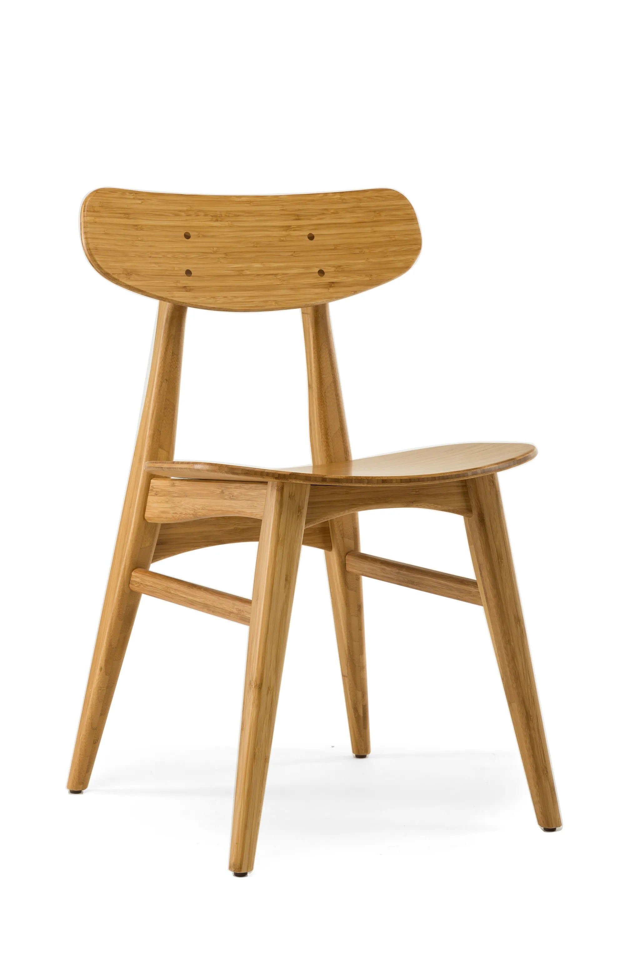 A eco-friendly Cassia Bamboo Dining Chair by Greenington in amber color, side angle view.