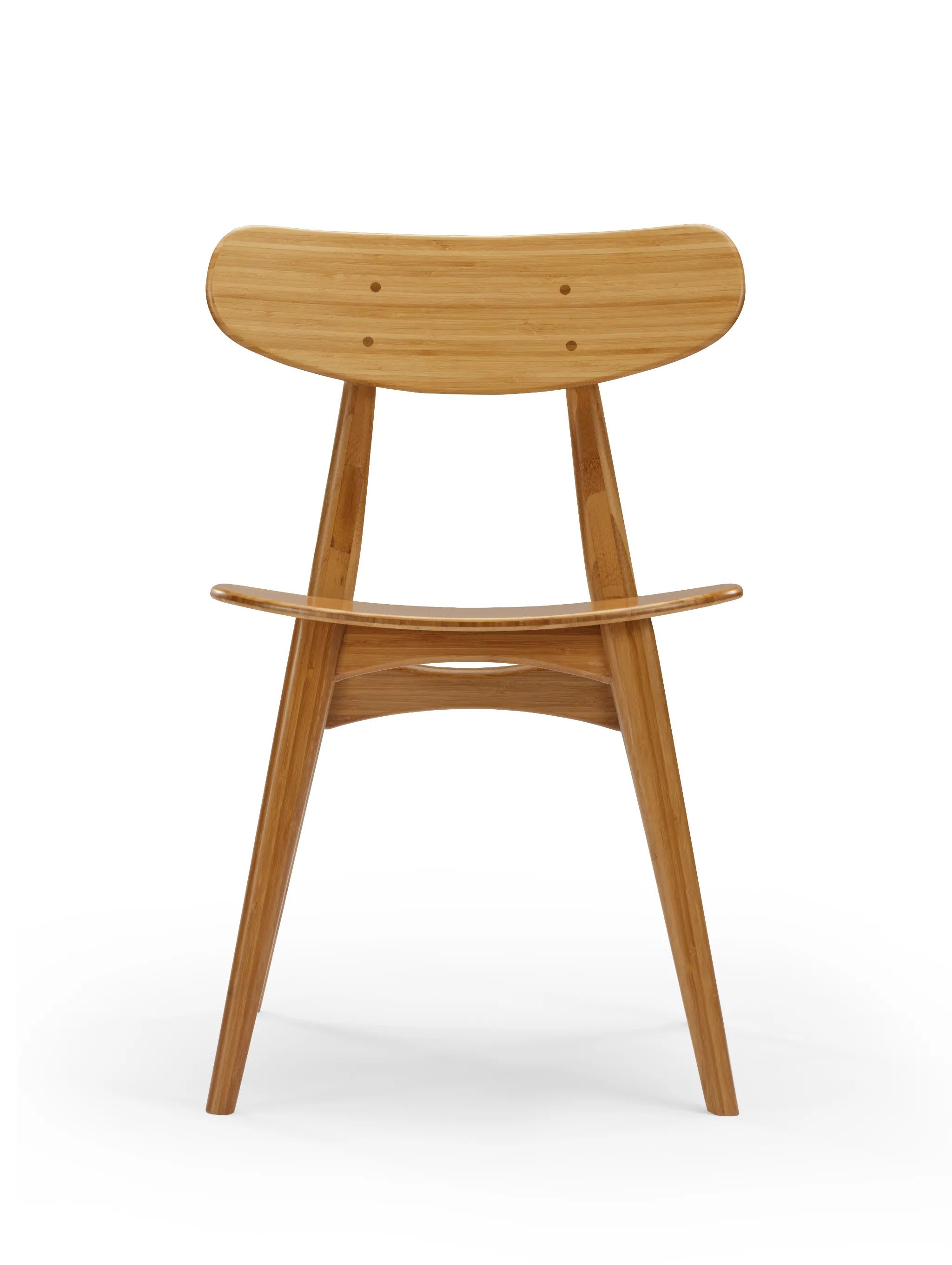 A renewable Cassia Bamboo Dining Chair by Greenington in amber color, back view.