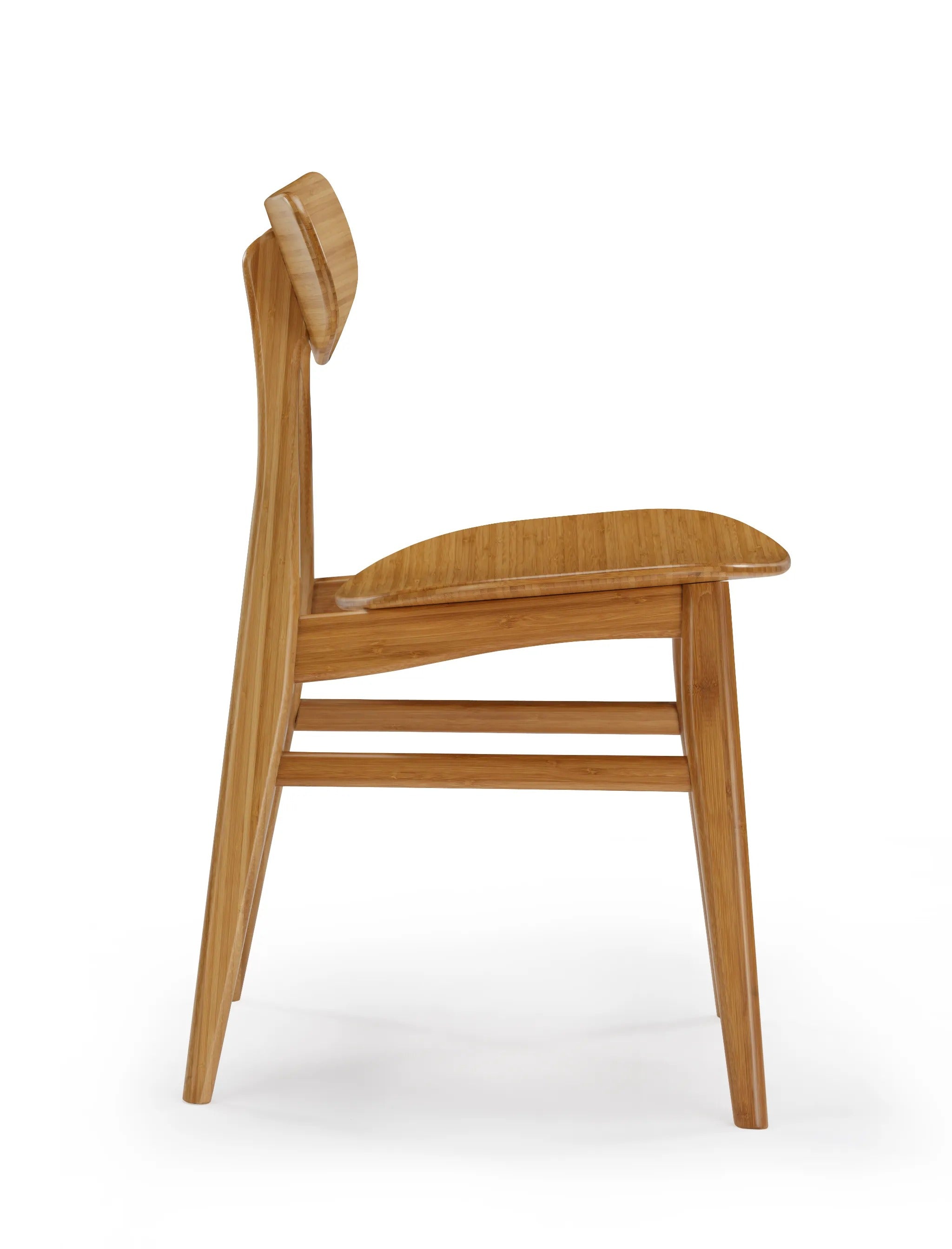 A renewable Cassia Bamboo Dining Chair by Greenington in amber color, side view.